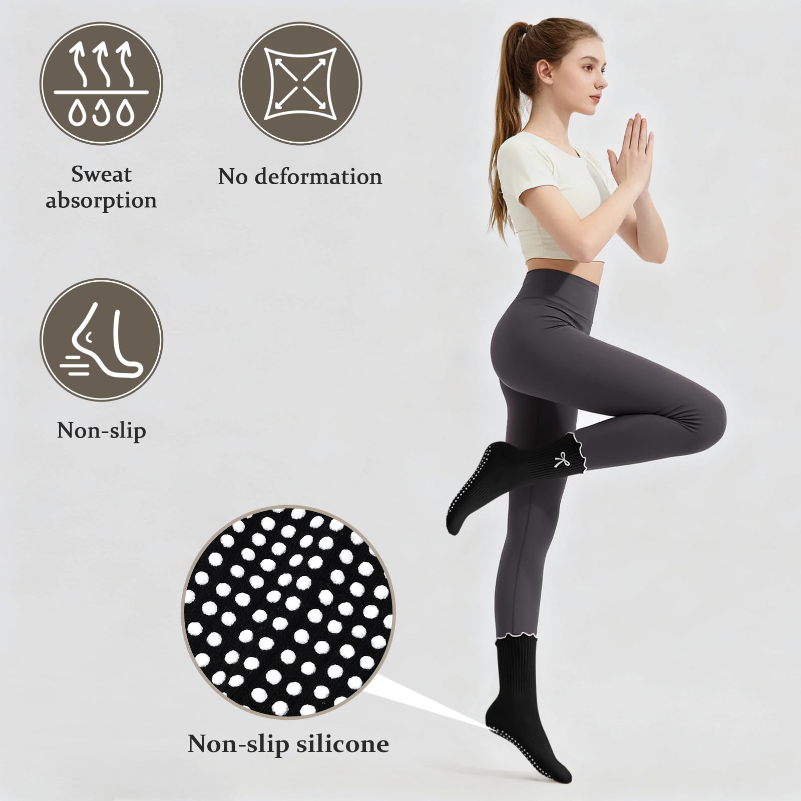 Non-Slip Grip Pilates Socks Co - Youtube Yoga Pilates recension och pris
