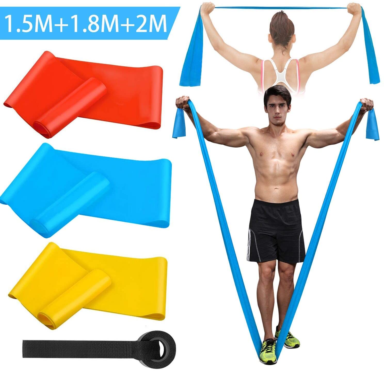 Elastic Fitness Bands 3Pcs Res - Pilates Yoga Board recension och pris