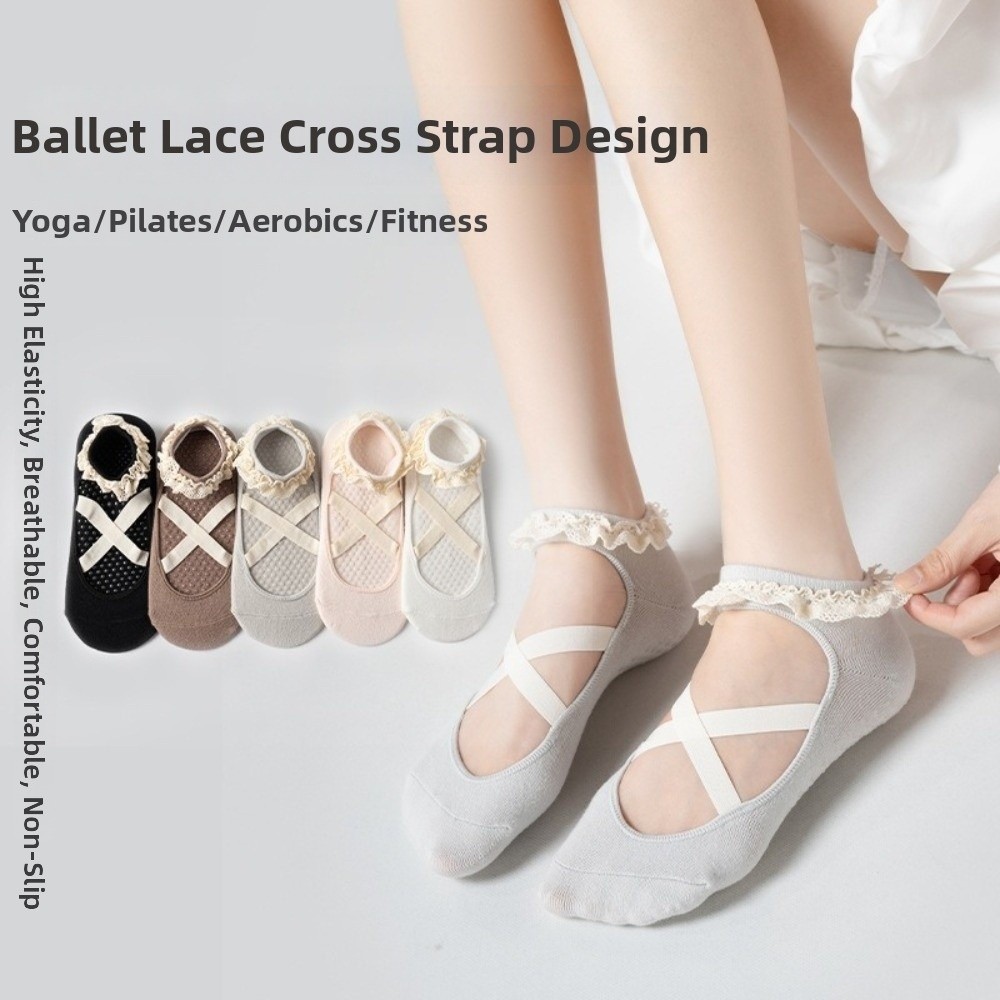 New Non Slip Yoga Socks Lace T - Pilates Ankle Strap recension och pris